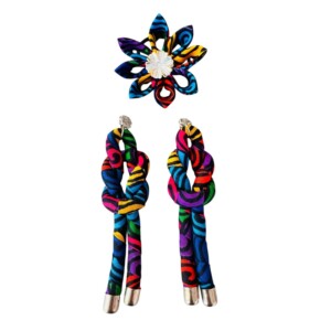 Ningi set: oorbellen & haar elastiek multi