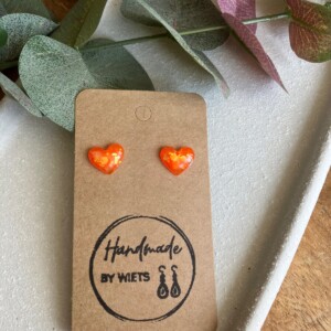 Oranje oorbellen - hartjes