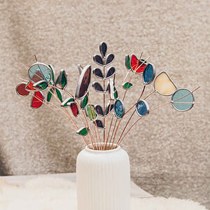 Paradise passion, boeket glazen bloemen incl gratis vaas
