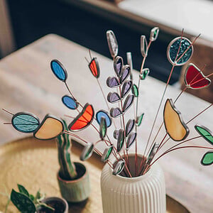 Paradise passion, boeket glazen bloemen incl gratis vaas