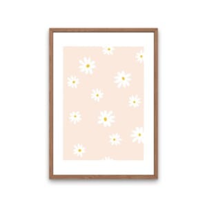Pastel madeliefjes kunstprint – zachte bloemenillustratie | A4 poster 21x30 cm