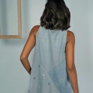 Poederblauwe Kimono Overlay Jamdani