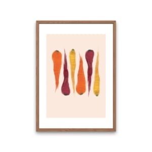 Regenboogwortels kunstprint – kleurrijke botanische food illustratie | A4 poster 21x30 cm