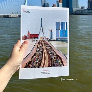 Rotterdam Marathon art print - personaliseerbaar stijl 'polaroid'