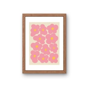 Roze bloemen kunstkaart – elegante botanische illustratie | A6 print 10x15 cm