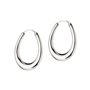 Silver Oval Bold Indian Hoop