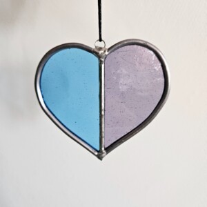 Glas in lood Suncatcher hartje lila/blauw