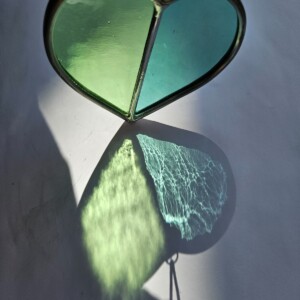 Glas in lood Suncatcher hartje pastel groen/blauw