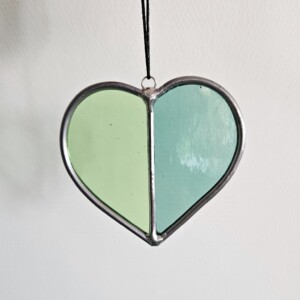 Glas in lood Suncatcher hartje pastel groen/blauw