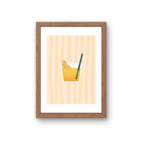 Zomers drankje kunstkaart – moderne cocktail illustratie voor keuken | A6 print 10x15 cm