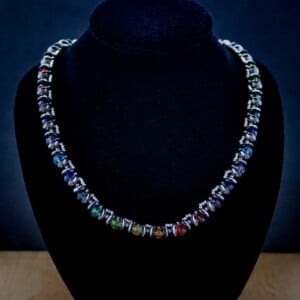 Stralende Regenboogketting met glaskristal en zilverkleurige accenten