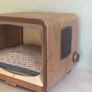 Retro kattenmand / hondenmand Philips TV bruin