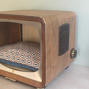 Retro kattenmand / hondenmand Philips TV bruin