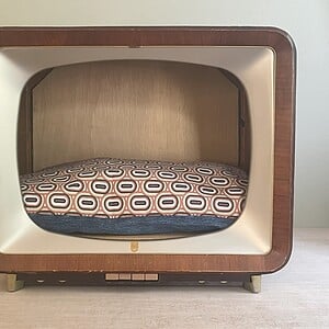 Retro kattenmand / hondenmand Philips TV bruin