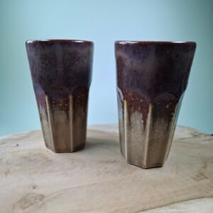 2 keramiek koffiebekers Merlot Large