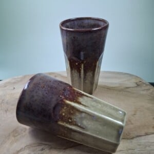 2 keramiek koffiebekers Merlot Large