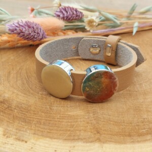 Armband met schuifbedels beige