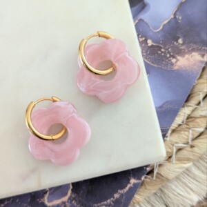 Big bold flower oorbellen goud (2 kleuren)