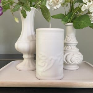 Bloemenplank groot met kaarsenstandaard recycled