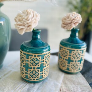 Blossom Glow – Scented Flower Candle in Blue Ceramic Vase