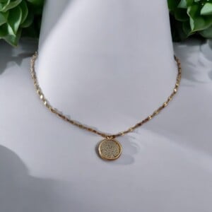 Goudkleurige Roestvrij Stalen Ketting met Ronde takjesontwerp Hanger met goudlaagje 10 mm