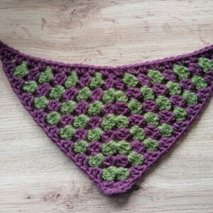 Handgemaakte Gehaakte Hondenbandana – Paars & Groen