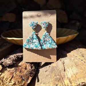 Handgemaakte kralenoorbellen Confetti Blue Beach