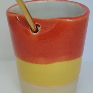 Rietjesbeker rood,geel