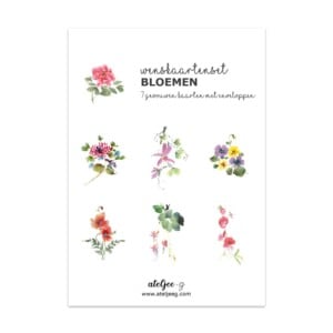 Set van 7 gevouwen A6 kaarten bloemen