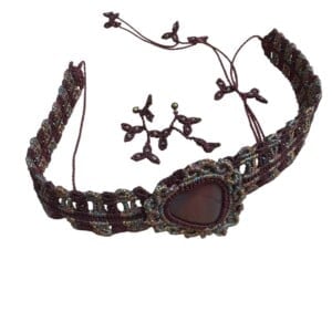 Setje choker en oorbellen - pink botswana agaat