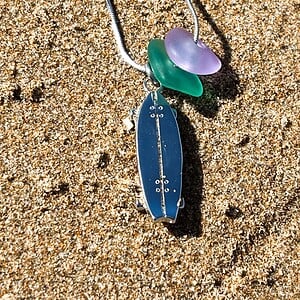 Zeeglas Surfskate ketting zilver