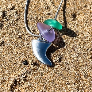 Zeeglas Vin ketting zilver