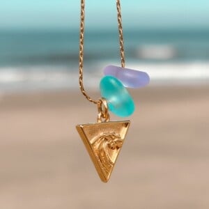 Zeeglas Wave Rider ketting goud