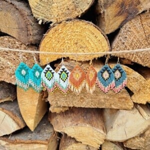 handgemaakte kralenoorbellen native style wit