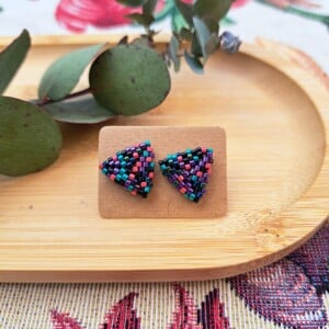 handgemaakte oorknoppen confetti gunmetal
