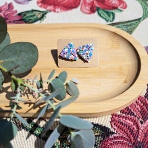 handgemaakte oorknoppen confetti pastel/goud