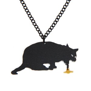 the Golden Hairball ketting (zwart)