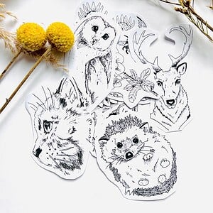 9 stickers van dieren en bloemen