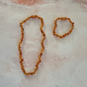 Barnsteen Ketting peuter Cognac - 38cm