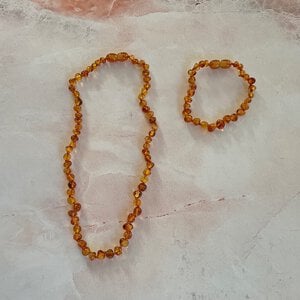 Barnsteen armband kind Cognac - 16cm
