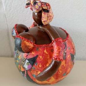 Exotisch dik dametje,handgemaakt en uniek,14 cm,mixed media,deco art