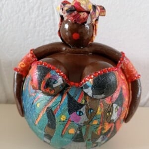 Exotisch dik dametje,handgemaakt en uniek,14 cm,mixed media,deco art