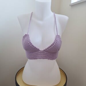 Gehaakt topje 'Lolly top lila'