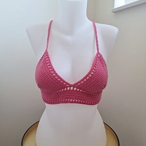 Gehaakt topje 'boho top hot pink'