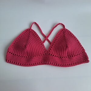 Gehaakt topje 'boho top hot pink'