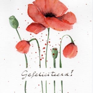 Mooie handgmaakte aquarel kaart