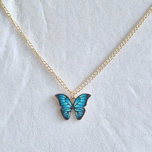 Vlinder ketting blauw