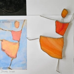 . Herzlich Willkomen. Naar een schilderij van J. Strieber. Glas in lood/Tiffany