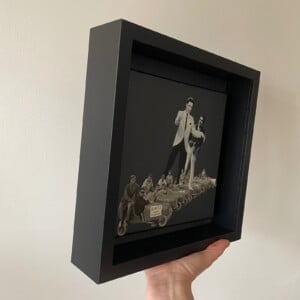 -3, 2, 1, go- 20x20x1 cm handgeknipte collage op schildersdoek