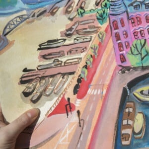 Amsterdam lacht 2 - gouache op aquarelpapier